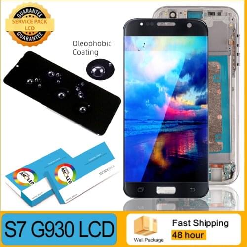 100% Original 5.1'' LCD for SAMSUNG Galaxy S7 Display G930 G930F Touch Screen Digitizer Assembly with Frame Repair Parts
