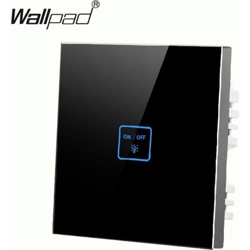 110-250v Wallpad 1 gang 1 way Waterproof Crystall Glass Black DIY touch light wall switch micro Wall switch Free Shipping