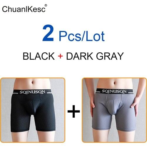 Fashion Comfortable Long Leg Short Leg Mens Boxers Shorts Male Underpants Man Underwear Sexy Boxer Panties Convex Pouch 2 Pcs