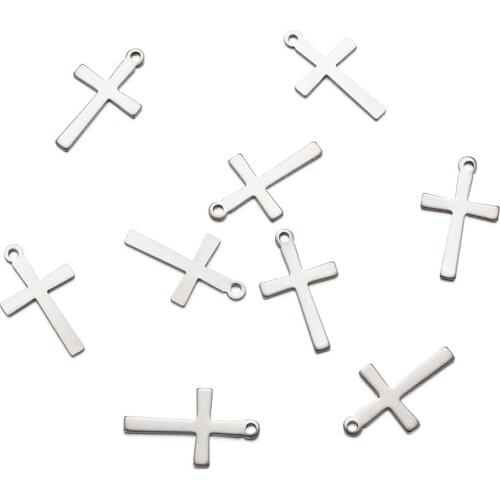 20Pcs 304 Stainless Steel Pendants Cross Charms For Handmade DIY Jewelry Necklace Bracelet Making 20.5x12x0.8mm Hole: 1mm