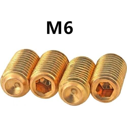 20PCS DIN916 GB80 M6x6/8/10/12mm Hexagon Socket Set Screws With Cup Point Brass Grub Screw Bolts