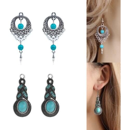 2020New 60Pcs Turquoise Alloy Pendants Button for DIY Jewelry Earring or Necklace Accessories LX24-ER43