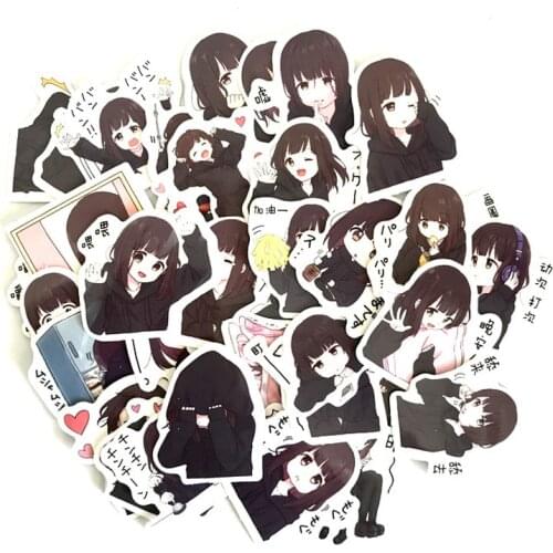 39pcs Cute Menhera-chan Kids Fun Paper Stickers Homemade Bookkeeping Decals on Laptop / Decorative Scrapbooking Cute Stickers