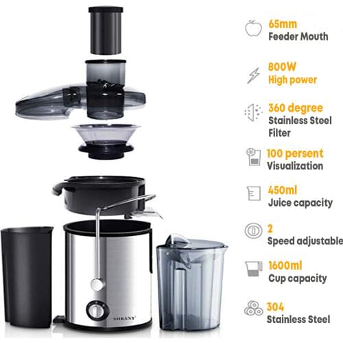 800W 2Speed Adjustmen Electric Juicer Stainless Steel Blender Kitchen Whole Fruit Vegetable Food-Blender Mixer Extractor Machine