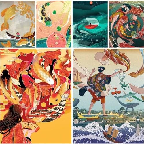 5D DIY Diamond Painting Chinese Style Illustration Rhinestone Inlaid Embroidery Exquisite Handmade Decorative Painting Gift