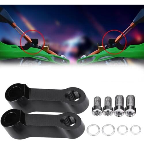 Pair of 10mm CNC Aluminum Motorcycle Handlebar Mount Mirror Riser Extender Adapter 10mm Mirror Adapter