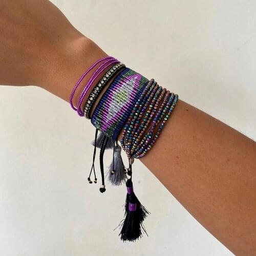 BLUESTAR 2021 Turkish Evil Eye Bracelets MIYUKI Bracelet For Women Handmade Crystal Bead Armband