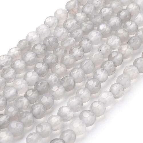 10 Strand Natural Grey Faceted Round Beads 4mm 6mm for jewelry making DIY Bracelet Strands Accessories about 45pcs/strand, 7"