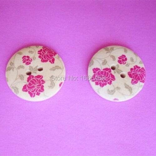 Wood Sewing Button Scrapbooking Round Two Holes Flower Pattern 3.0cm Dia,20 PCs 2015 new