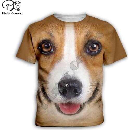 Kids cute Dog face Childrens wear 3d T-shirt Boys/Girls Printed funny pig/shark Top Short Sleeve Christmas Tshirts dropShipKT13