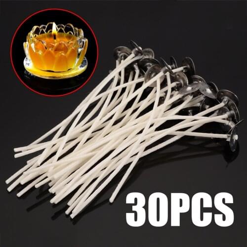30Pcs Cotton Candle Wicks Cotton Core Pre-Waxed Wick With Sustainer Candle For DIY Candle Making