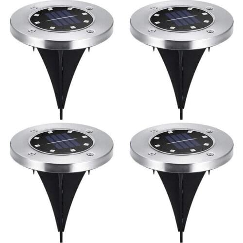Solar Powered Disk Ground Lights 8 LED Path Solar Buried Garden Lamp Waterproof Outdoor Pathway Walkway Landscape Lighting
