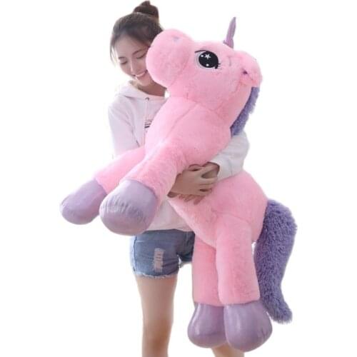 80cm/110cm Plush S Animal Soft Big Size Giant Size Plush Pillow Stuffed Toy Unicorn Soft Horse Plush Ponies Doll