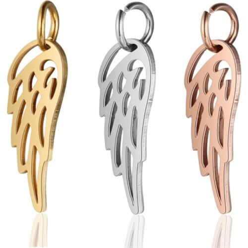 5Pcs/Lot 100% Stainless Steel Dainty Angel Wing Pendant Charm DIY Jewelry Making Handmade For Men Women Wholesales Findings