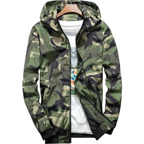 2021 Camouflage Jacket Mens Jacket Fashion Trend Youth Thin Hooded Student Sports Class Clothes
