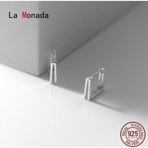 La Monada Small Female Hoop Earrings Silver 925 Women Double Layer Silver 925 Jewelry Fashion Square Silver Earrings 925 Women