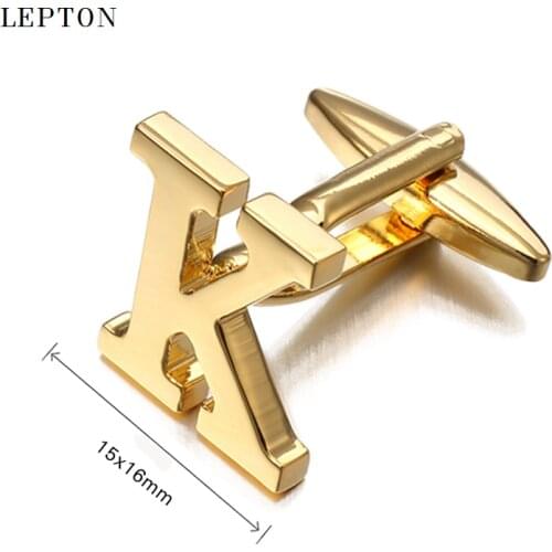 Lepton Hot Letters K Cufflinks For Men High Polishing Stainless Steel CuffLinks Man Shirt Cuffs Cuff links Relojes Gemelos