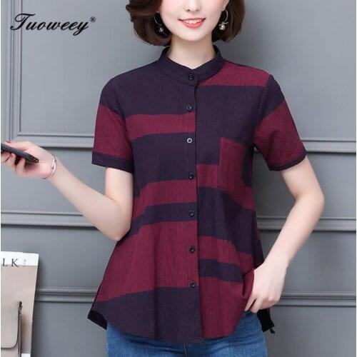 Fashion woman blouses 2019 short sleeve shirt women plus size blouses women clothing female palid blouse shirt top blusas