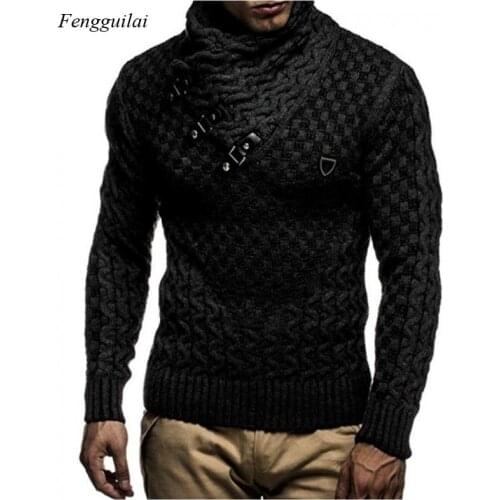 Autumn and winter mens pullover sweater warmth fashion pullover turtleneck sweater casual knit sweater slim sweater clothing