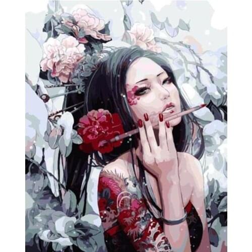 Painting By Numbers DIY Dropshipping 40x50 50x65 60x75cm Writing Brush Girl Figure Canvas Wedding Decoration Art picture Gift