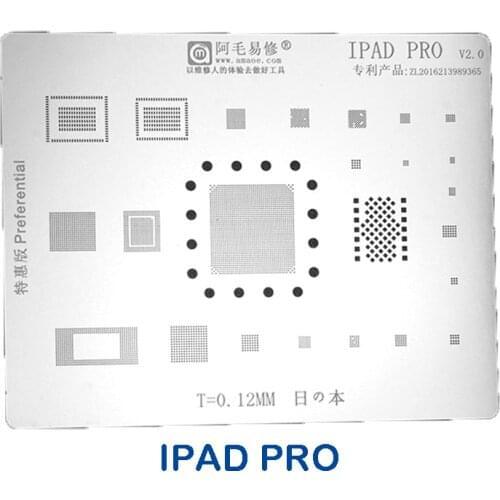 Amaoe BGA Reballing Stencil Kit Tin Mesh Solder Template for iPad 2 3 4 5 6 Mini 1 2 3 4 Pro 9.7 10.5 12.9 Thickness 0.12mm