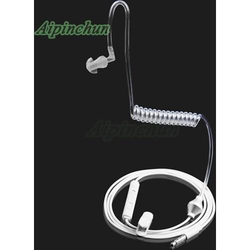 Aipinchun Air Spring Duct Headphone Single Earphone Anti Radiation Earhook with Mic for iPhone Samsung Xiaomi Huawei