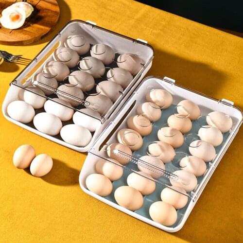 New Automatic Rolling Egg Box Kitchen Egg Storage Box Containers Refrigerator Storage Organizer Transparent Plastic Drawer Tray