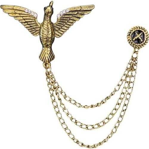 New Free Shipping fashion Mens all match male Europe brooch tassel metal chain star cross suit accessories pin angel wing badge