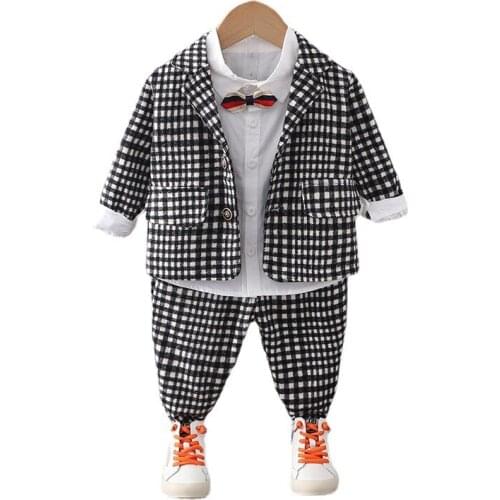 New Spring Autumn Baby Boys Clothes Suit Children Fashion Coat Shirt Pants 3Pcs/set Toddler Casual Costume Infant Kids Gentleman