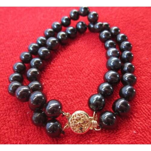 Selling Jewelry>>> 2 ROW 9-10MM AAA SOUTH SEA TAHITIAN BLACK PEARL BRACELET 7.5"