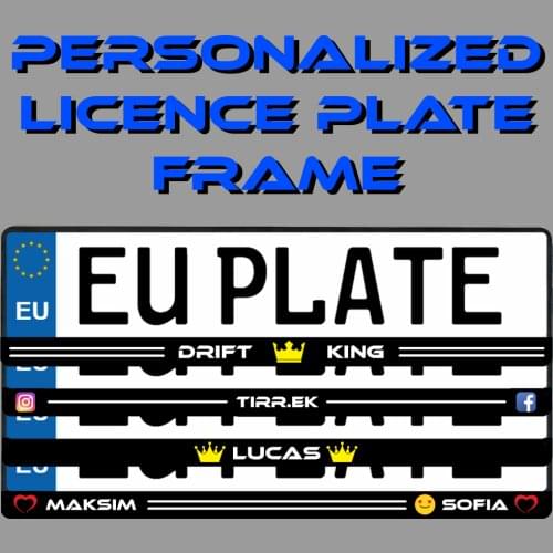 License Plate Frame Personalized Custom Quality UV Print EU Europe Standarts