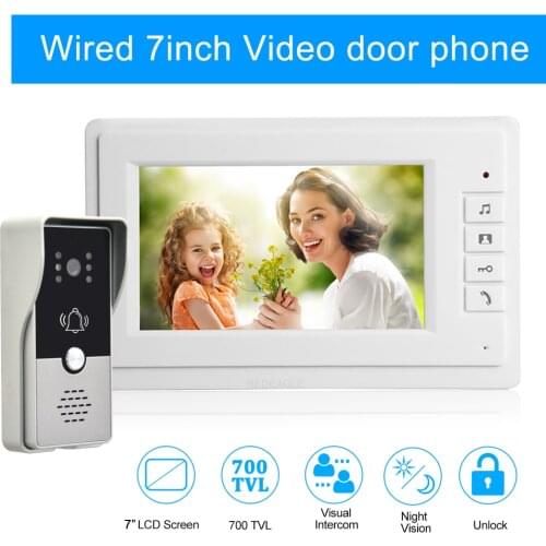 REDEAGLE Home Video Door Phone Intercom Kit Wired 7 inch Monitor Night Vision Infrared Camera Doorbell Intercom