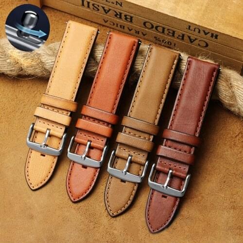 BEAFIRY Watch Band 18mm 20mm 22mm Quick Release Genuine Leather Watch Straps Watchbands for Men Women Brown Khaki for fossil