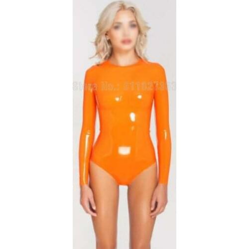 Sexy 100% Handmade Latex Catsuit Rubber Long Sleeves T-Back Looking Swimsuit Customized
