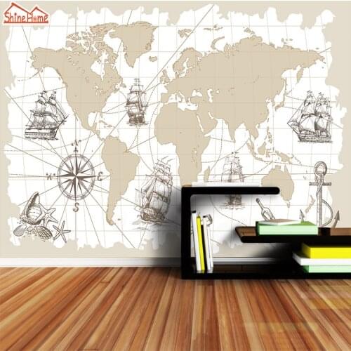 ShineHome-Large Custom Photo Wallpapers for 3 d Living Room Wallpaper Nautical Chart World Map Background Wall Paper Covering