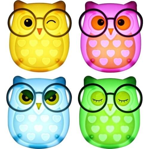 Animal Owl LED Plug In Night Light for Kids Wall Lamp Sleep Lamp Sensor Auto Controlled Nightlights for Nursing Home Party Decor