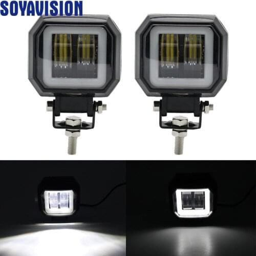 2PCS 30W Spotlight Fog Light Off Road Vehicles Square Led Work Lamp Car Styling Lamp Round LED Angel Eyes Lamp For SUV Jeep ATV