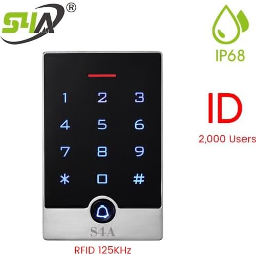 IP68 Waterproof Standalone RFID Keypad 125khz Access Control RFID Reader 2000 user touch screen keyless door opener