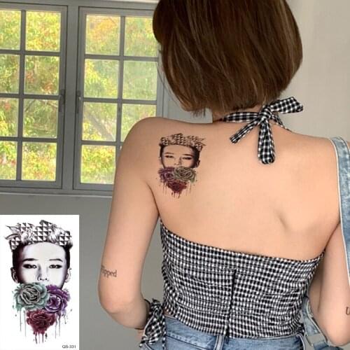 Waterproof Temporary Tattoo Stickers Lady Head Face fake Tatto Geometric animal Flash Tatoo Hand Back Foot for Girl Women Men