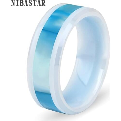 Men Women Jewelry white and Blue Cross Ceramic rings fashion brand wedding jewelry high quality engagement finger ring