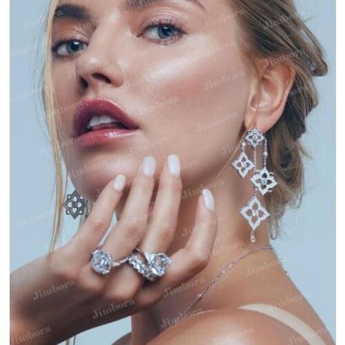 GODKI Jimbora Trendy Flashing Long Dangle Earrings For Women Wedding Cubic Zirconia Romantic Bridal Girl Daily Earrings Jewelry