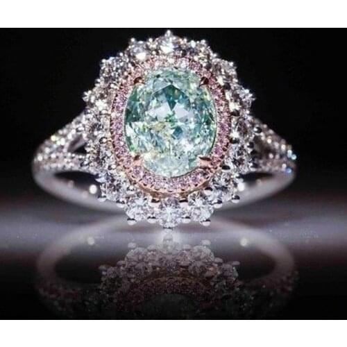 Womens 925 Silver Inlaid Green Topaz Choi Engagement Wedding Gifts Silver Jewelry Ring Wholesale
