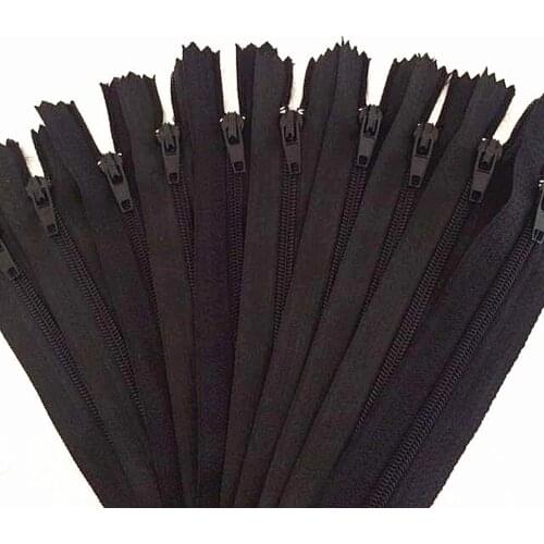 10 pieces. 25 cm (10 inches) Black Nylon Zippers Tailor Sewer Craft Crafters & FGDQRS