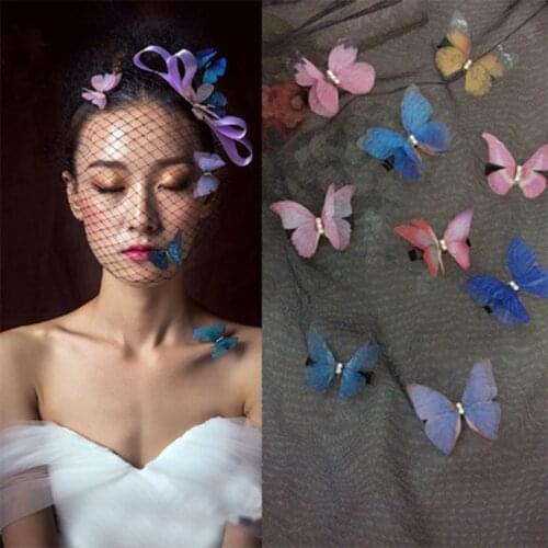 20PCS Double Layers Tulle Butterfly Colorful Party Christmas Festival Wedding Decor Dress Needlework Decora handmade Craft