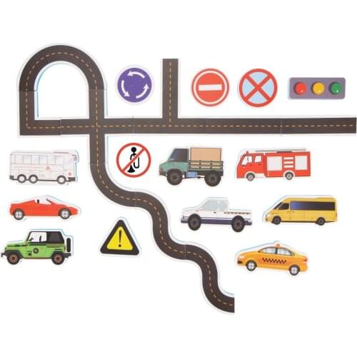 23pcs Baby Infant Bath Toys Children Education Toy Travel Puzzle Cars Tracks Road Marks Bath Tub Kids Swimming Play Bathing Game