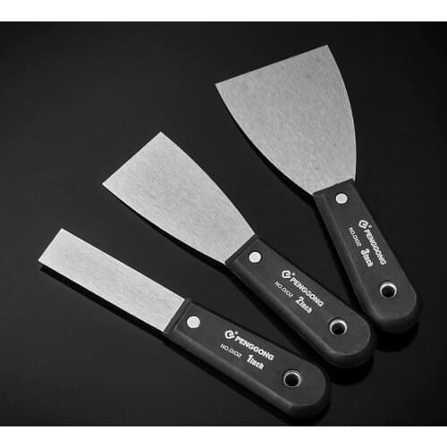 5 size Stainless Steel Putty Knife Paint Tool Plaster Shovel Filling Spatula Tang Scraper Wood Handle Wall Decoration Con