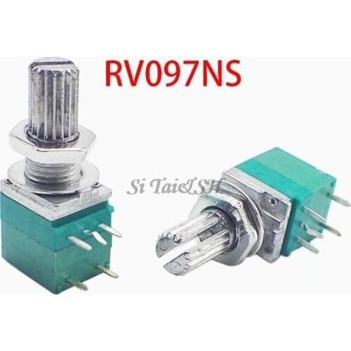 5pcs RV097NS 50K single linked potentiometer B50K with a switch audio 8pin shaft 15mm power amplifier sealing potentiometer