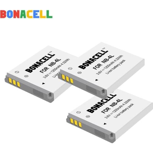 Bonacell 1.2Ah NB-4L NB4L NB 4L Batteries for Canon IXUS 30 40 50 55 60 65 80 100 I20 110 115 120 130 IS 117 digital battery