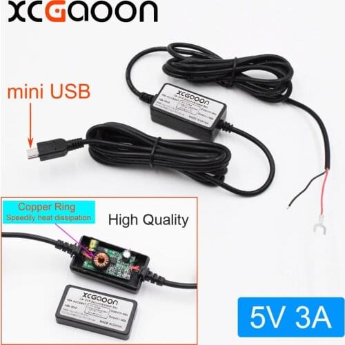 XCGaoon Car Charger DC Converter Module 12V 24V To 5V 3A with mini USB Cable ( Straight ) Low Voltage Protection Length 3.1m