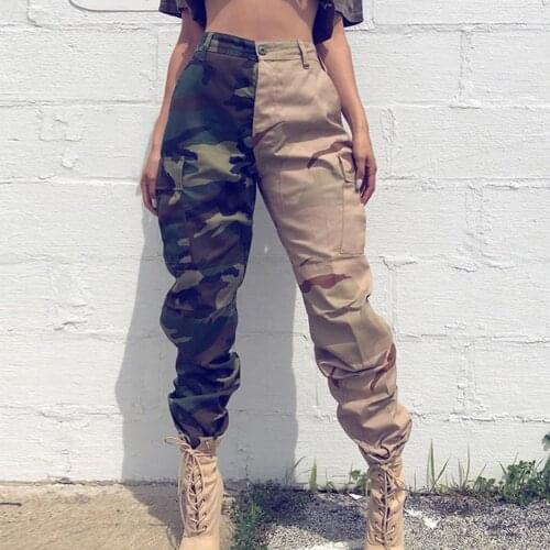 Hip Hop Camouflage Baggy Sweatpants Women Patchwork Cargo Pants Women High Waist Trousers Loose Joggers Long Trousers Streetwear